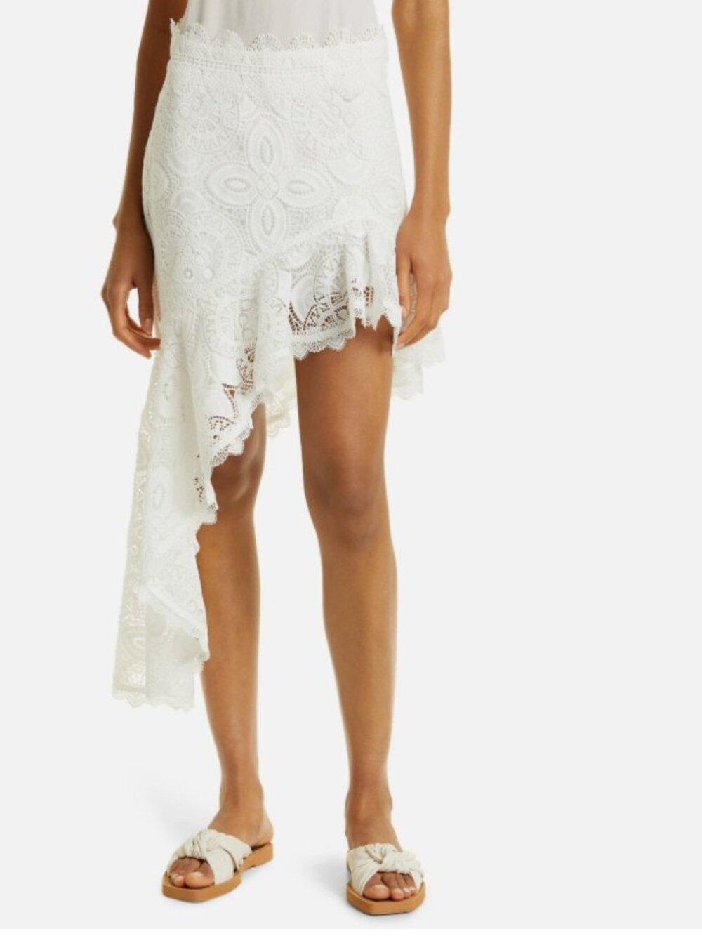 WAIMARI Womens Naranjo Asymmetric Lace Skirt (White, Medium)